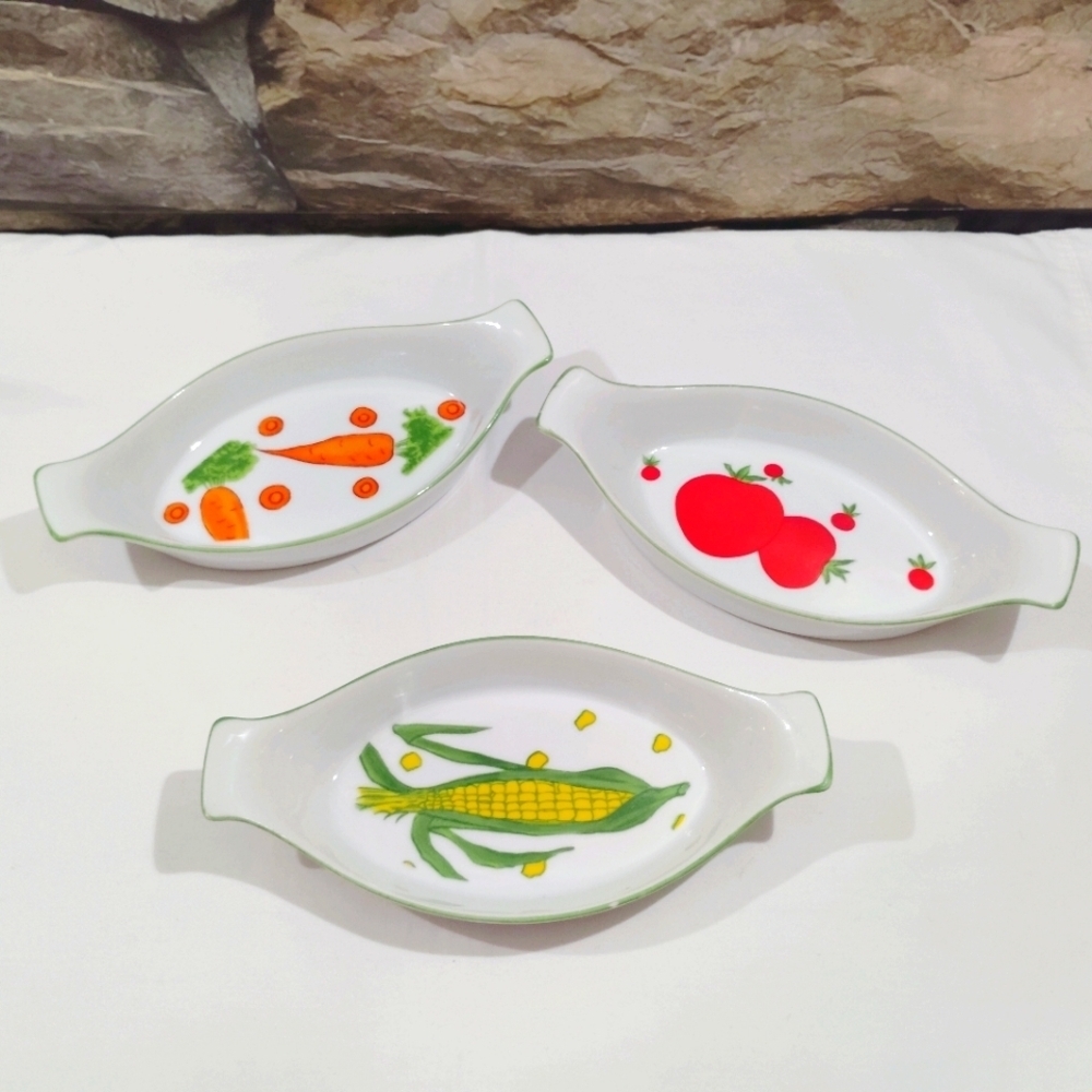 Vintage Franci Vegetable Polkadot Side Dishes Villa Vanilla Taste Setter - Picture 16 of 16